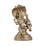 Pure Bronze Panchaloha Lost Wax Narsimha Lakshmi Sculpture - 12" - Budhshiv.com