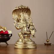 Pure Bronze Panchaloha Lost Wax Narsimha Lakshmi Sculpture - 12" - Budhshiv.com