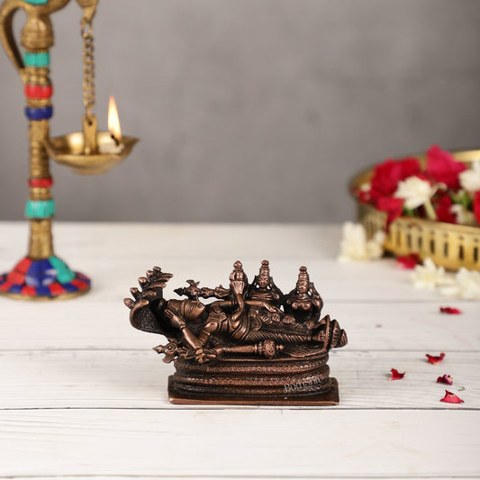 Pure Copper Ananta Padmanabha Swamy Idol 3 inch | BudhShiv Brass Handicrafts - Budhshiv.com