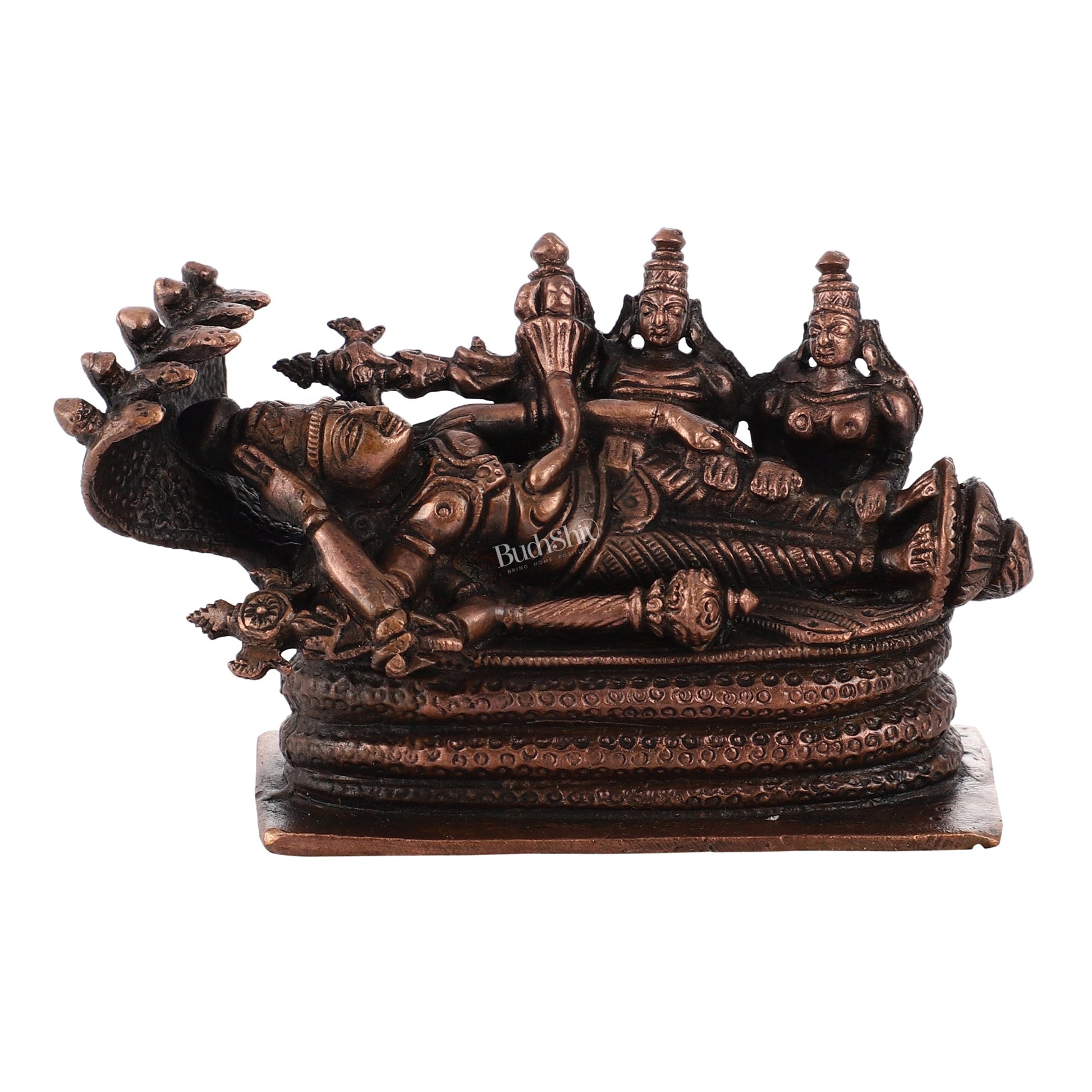 Pure Copper Ananta Padmanabha Swamy Idol 3 inch | BudhShiv Brass Handicrafts - Budhshiv.com
