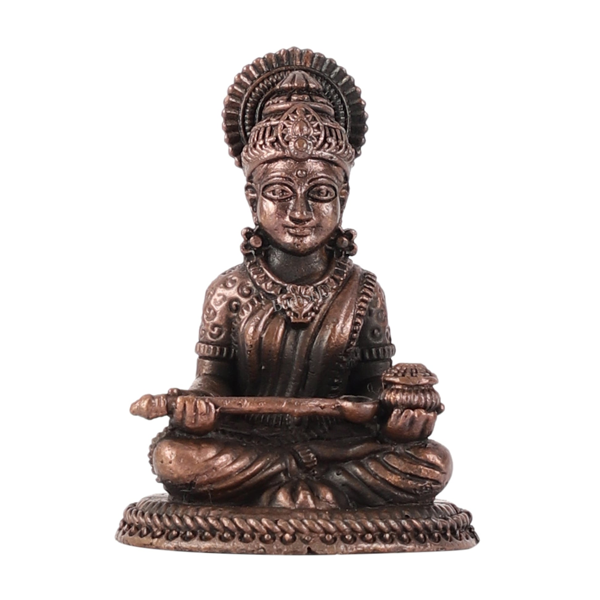 Pure Copper Annapurna/Annapoorna Ma Idol - 2 Inch - Budhshiv.com