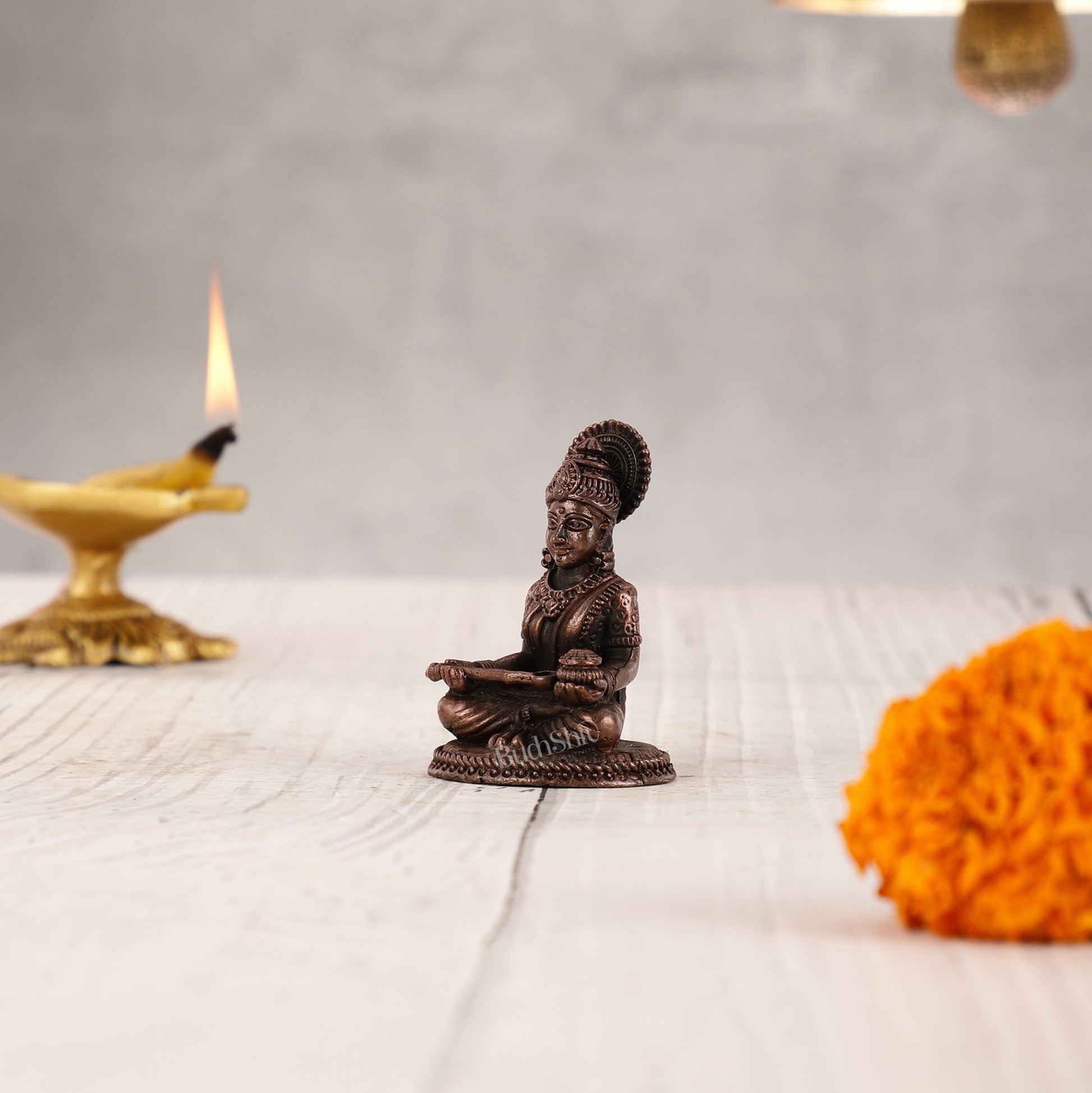 Pure Copper Annapurna/Annapoorna Ma Idol - 2 Inch - Budhshiv.com