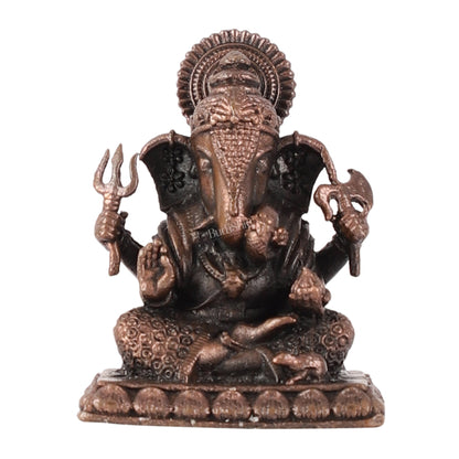 Pure Copper Dagduseth Ganapati Idol - 2" - Budhshiv.com