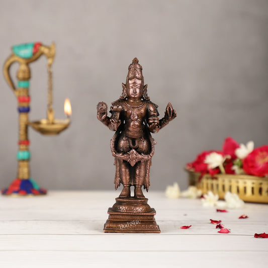 Pure Copper Dhanvantari Idol | Height 6.5 inches | BudhShiv Brass Handicrafts - Budhshiv.com