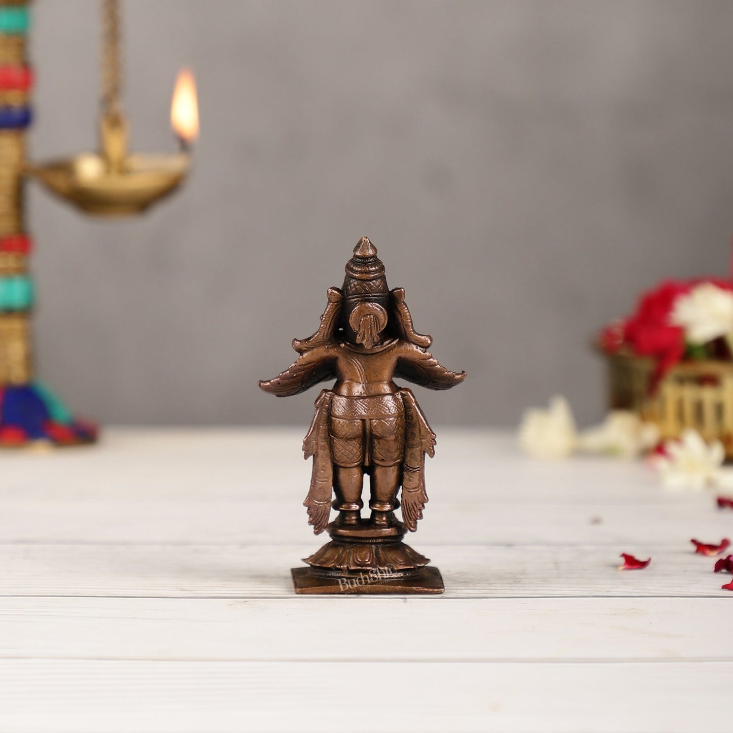 Pure Copper Garuda Namaste Idol | Height 3.5 inch | BudhShiv Brass Handicrafts - Budhshiv.com