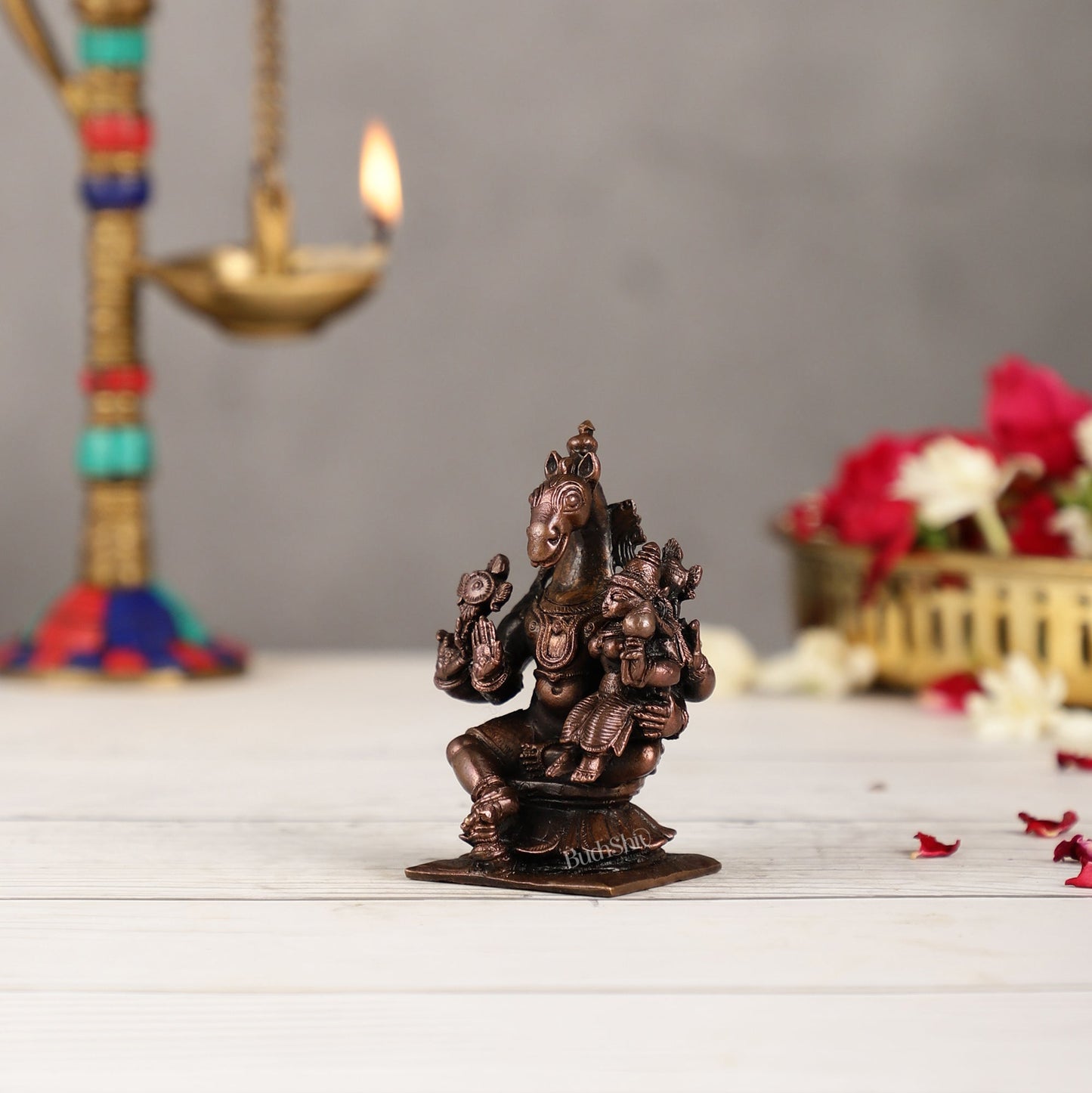 Pure Copper Hayagriva Lakshmi Idol - 3 inch | BudhShiv Brass Handicrafts - Budhshiv.com