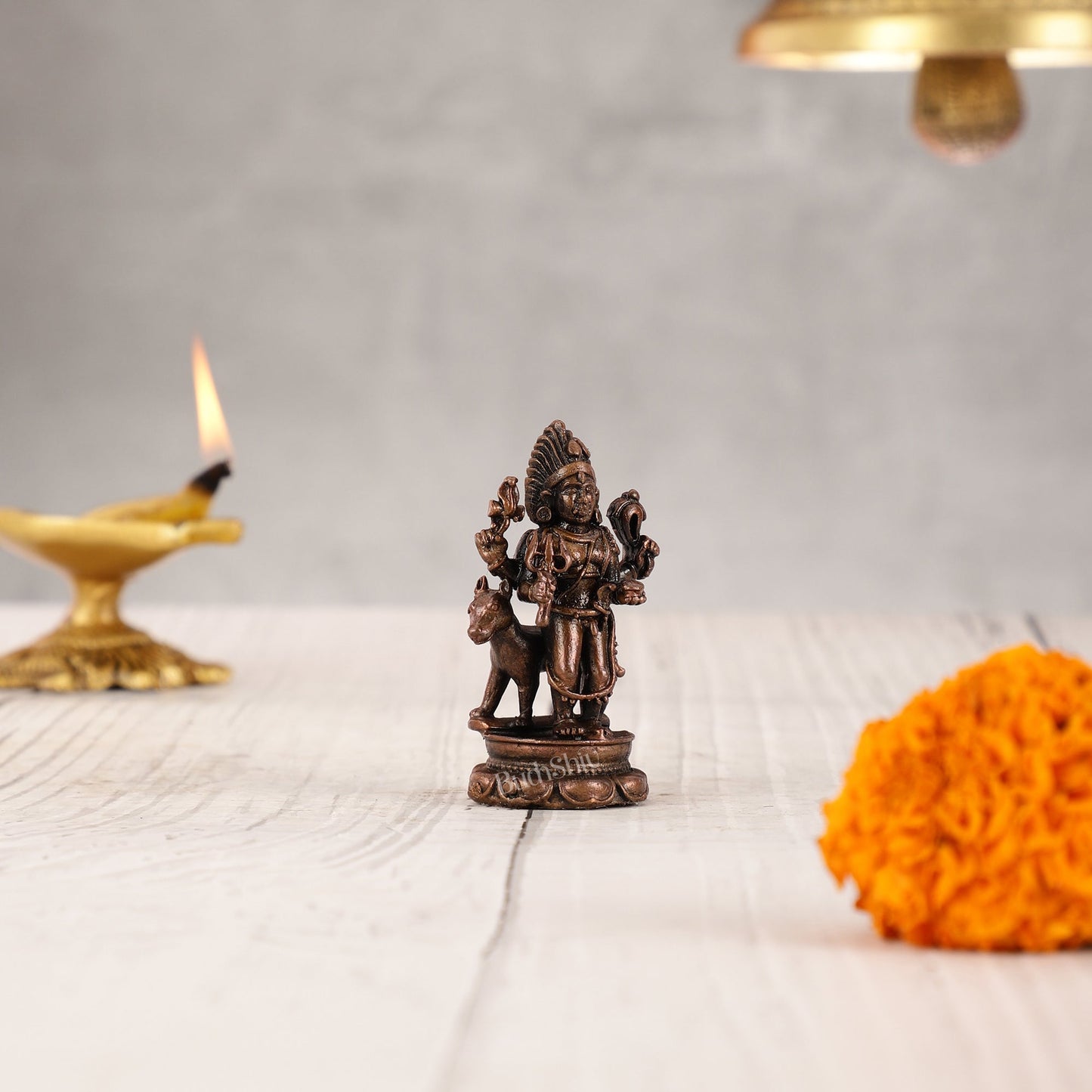 Pure Copper Kaal Bhairav Idol - 2" - Budhshiv.com