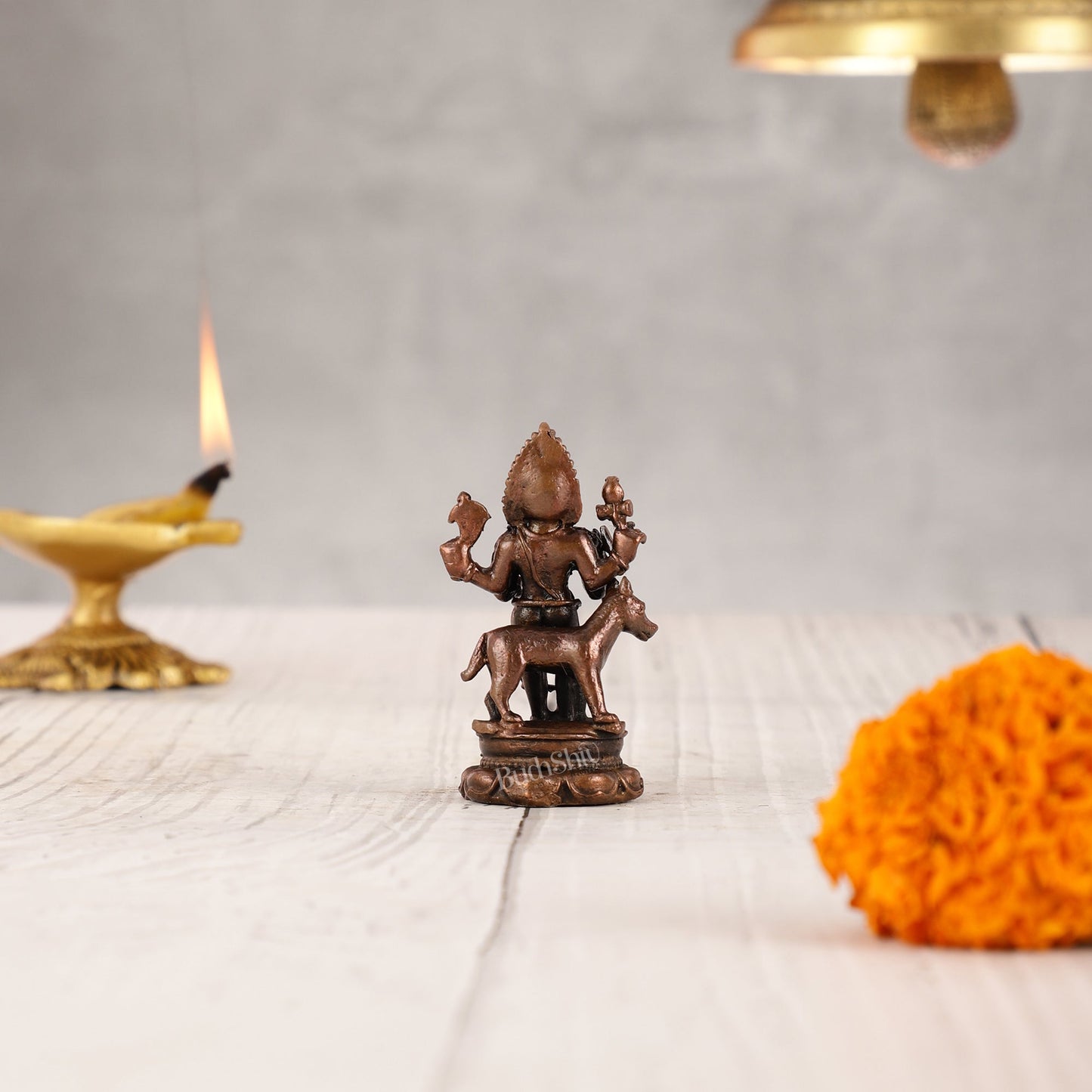 Pure Copper Kaal Bhairav Idol - 2" - Budhshiv.com