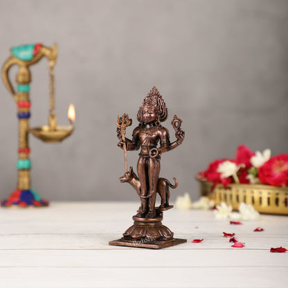 Pure Copper Kaal Bhairava Idol | Height 5.5 inch | BudhShiv Brass Handicrafts - Budhshiv.com