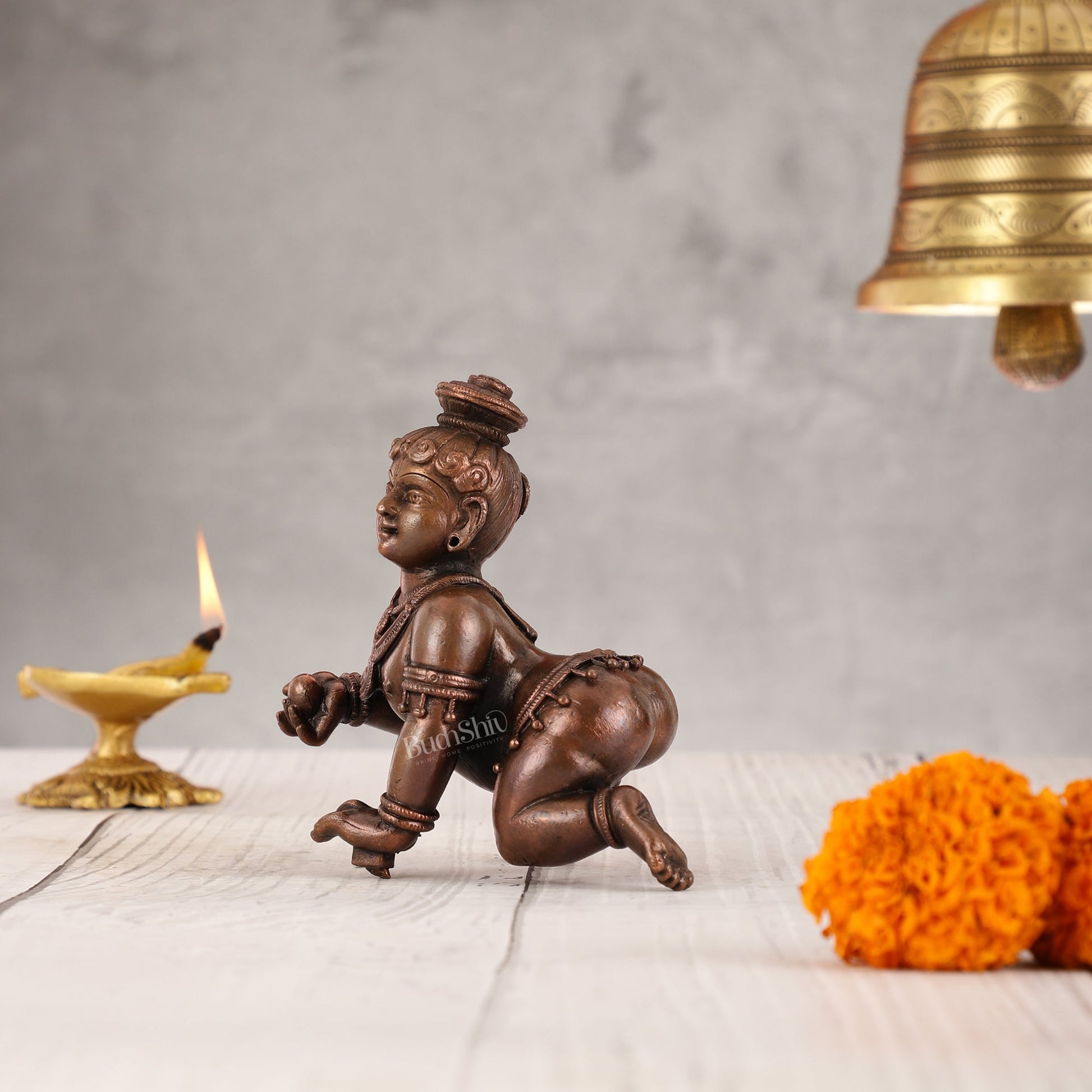 Pure copper Laddoo gopal/laddu gopal baby krishna idol - Budhshiv.com