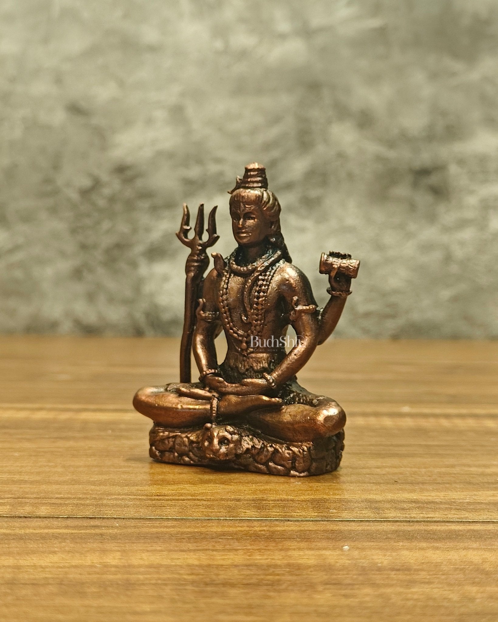 Pure Copper Lord Shiva in Meditation Idol 3 inch - Budhshiv.com