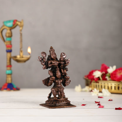 Pure Copper Lord Vishnu and Goddess Lakshmi Seated on Garuda Idol | Height 5 inch | BudhShiv Brass Handicrafts - Budhshiv.com