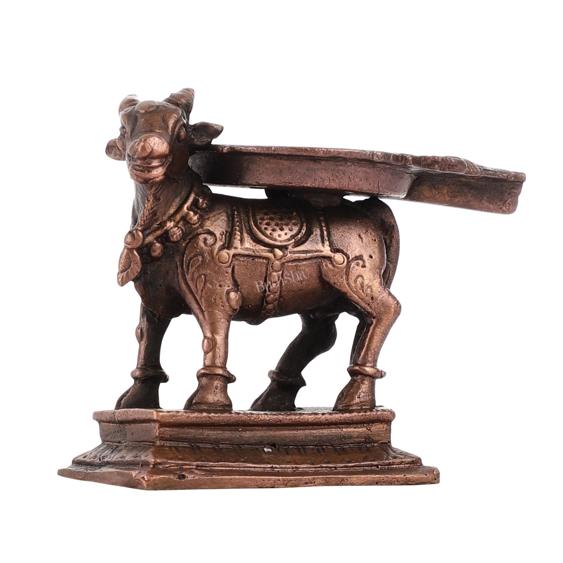 Pure Copper Nandi idol Peeta | Height 2.5 inch | BudhShiv Brass Handicrafts - Budhshiv.com