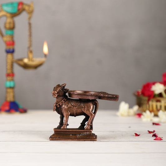 Pure Copper Nandi idol Peeta | Height 2.5 inch | BudhShiv Brass Handicrafts - Budhshiv.com