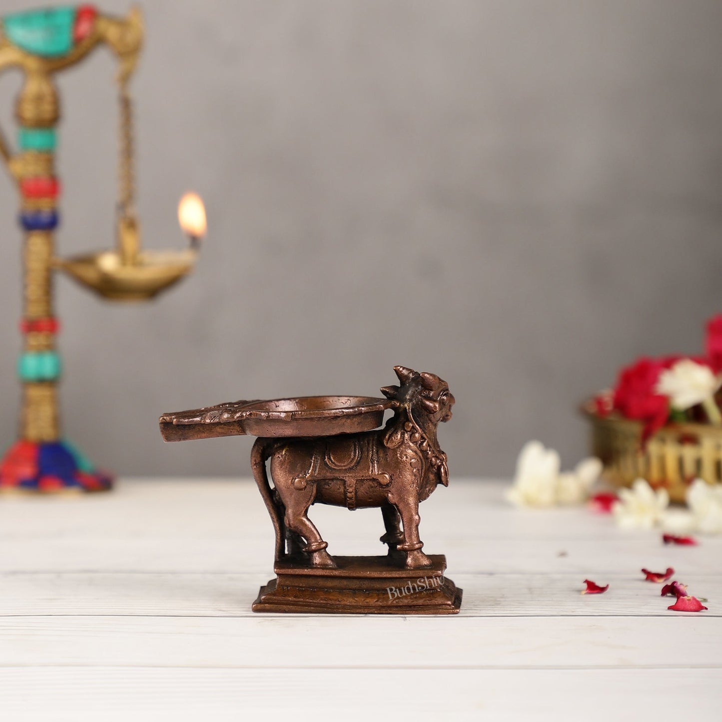 Pure Copper Nandi idol Peeta | Height 2.5 inch | BudhShiv Brass Handicrafts - Budhshiv.com