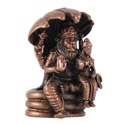 Pure copper Narsimha lakshmi idol | 2 inch BudhShiv Brass handicrafts - Budhshiv.com