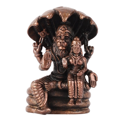 Pure copper Narsimha lakshmi idol | 2 inch BudhShiv Brass handicrafts - Budhshiv.com