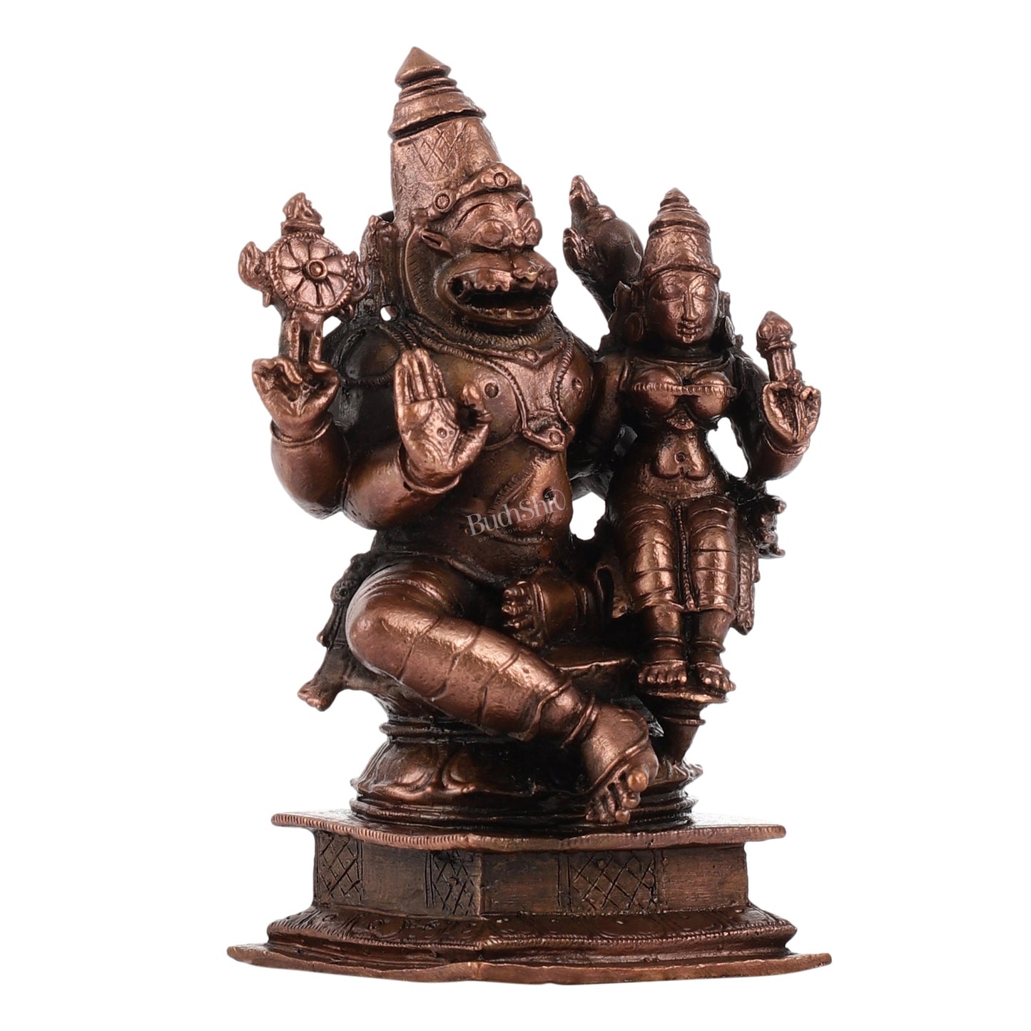 Pure Copper Narsimha Lakshmi Idol - 4.5 inch | BudhShiv Brass Handicrafts - Budhshiv.com