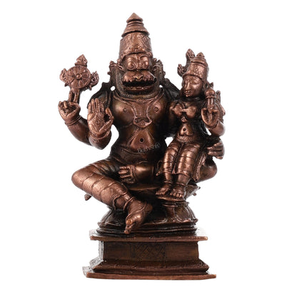 Pure Copper Narsimha Lakshmi Idol - 4.5 inch | BudhShiv Brass Handicrafts - Budhshiv.com