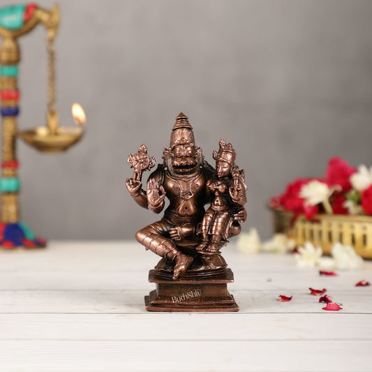 Pure Copper Narsimha Lakshmi Idol - 4.5 inch | BudhShiv Brass Handicrafts - Budhshiv.com