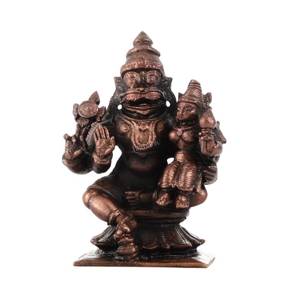 Pure Copper Narsimha Lakshmi Idol | Height 3 inch | BudhShiv Brass Handicrafts - Budhshiv.com
