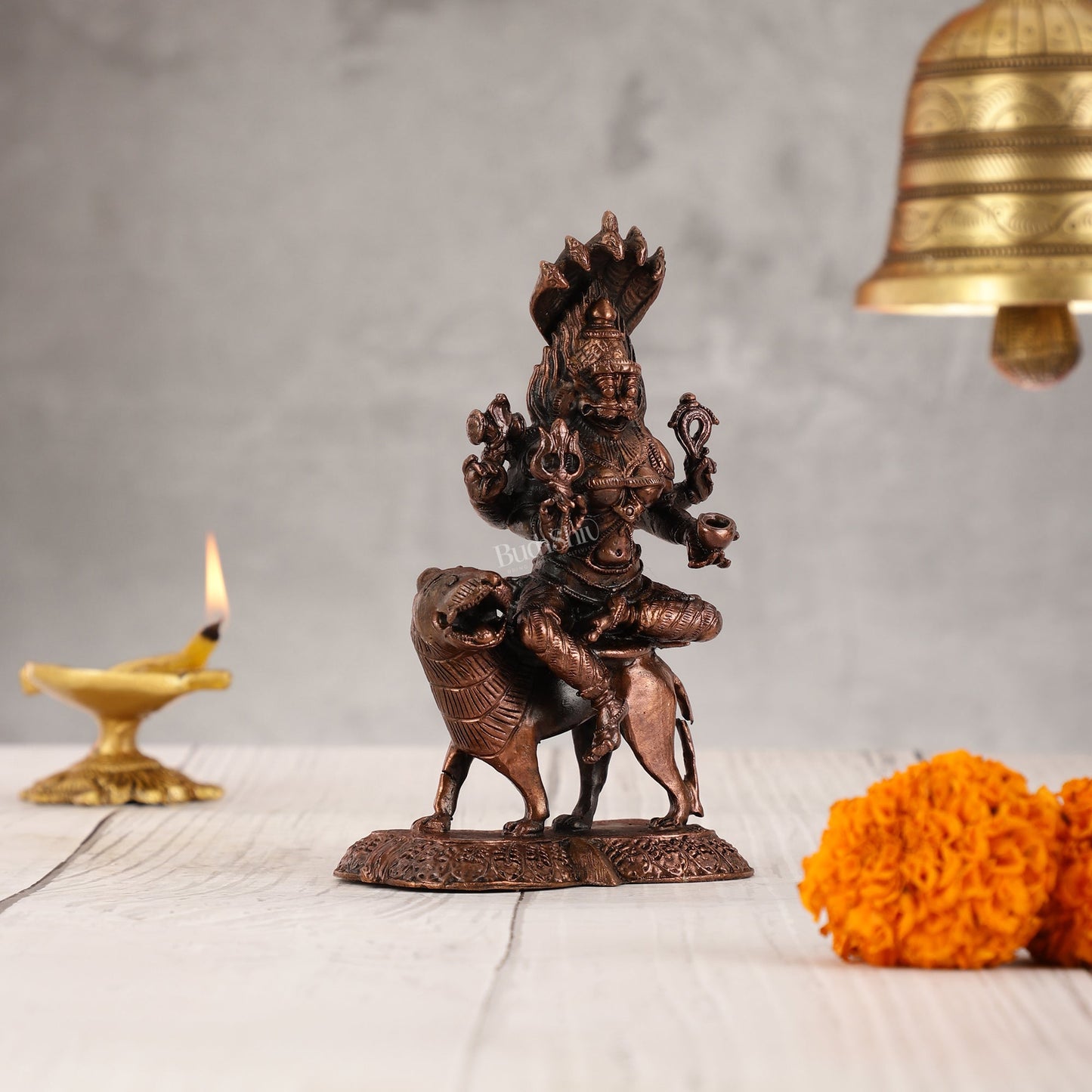 Pure Copper Pratyangira Devi Idol - 5.5 Inch - Budhshiv.com