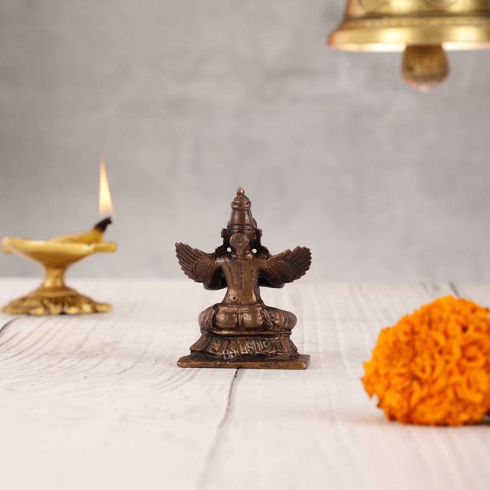 Pure Copper Seated Garuda Idol - 2.5 Inch – Budhshiv.com