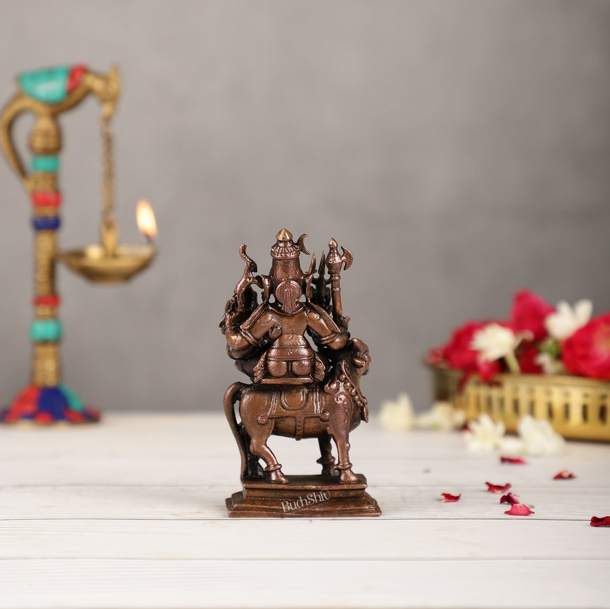 Pure Copper Shiva Parvati on Nandi Pradosh Idol | BudhShiv Brass Handicrafts - Budhshiv.com