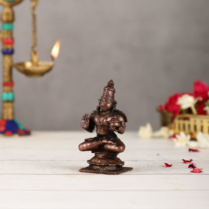 Pure Copper Sitting Dhanvantari Idol | Height 3.5 inch | BudhShiv Brass Handicrafts - Budhshiv.com