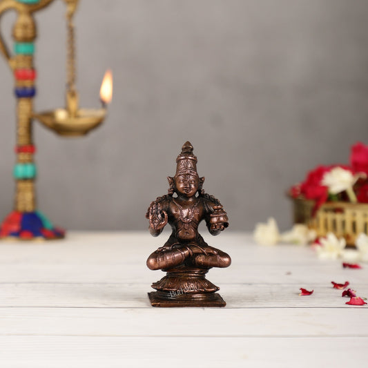 Pure Copper Sitting Dhanvantari Idol | Height 3.5 inch | BudhShiv Brass Handicrafts - Budhshiv.com