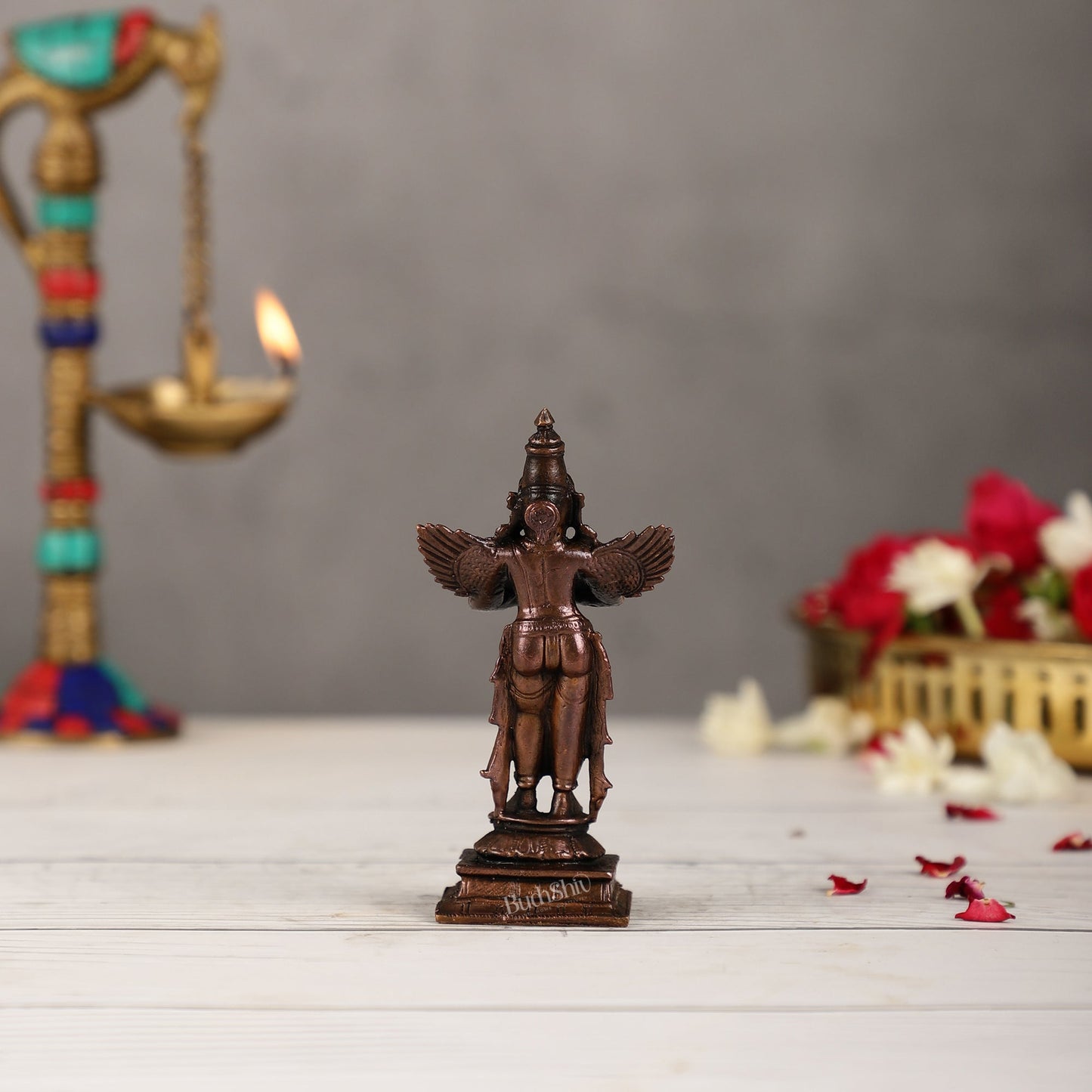 Pure Copper Standing Blessing Garuda Idol | Height 4 inch | BudhShiv Brass Handicrafts - Budhshiv.com