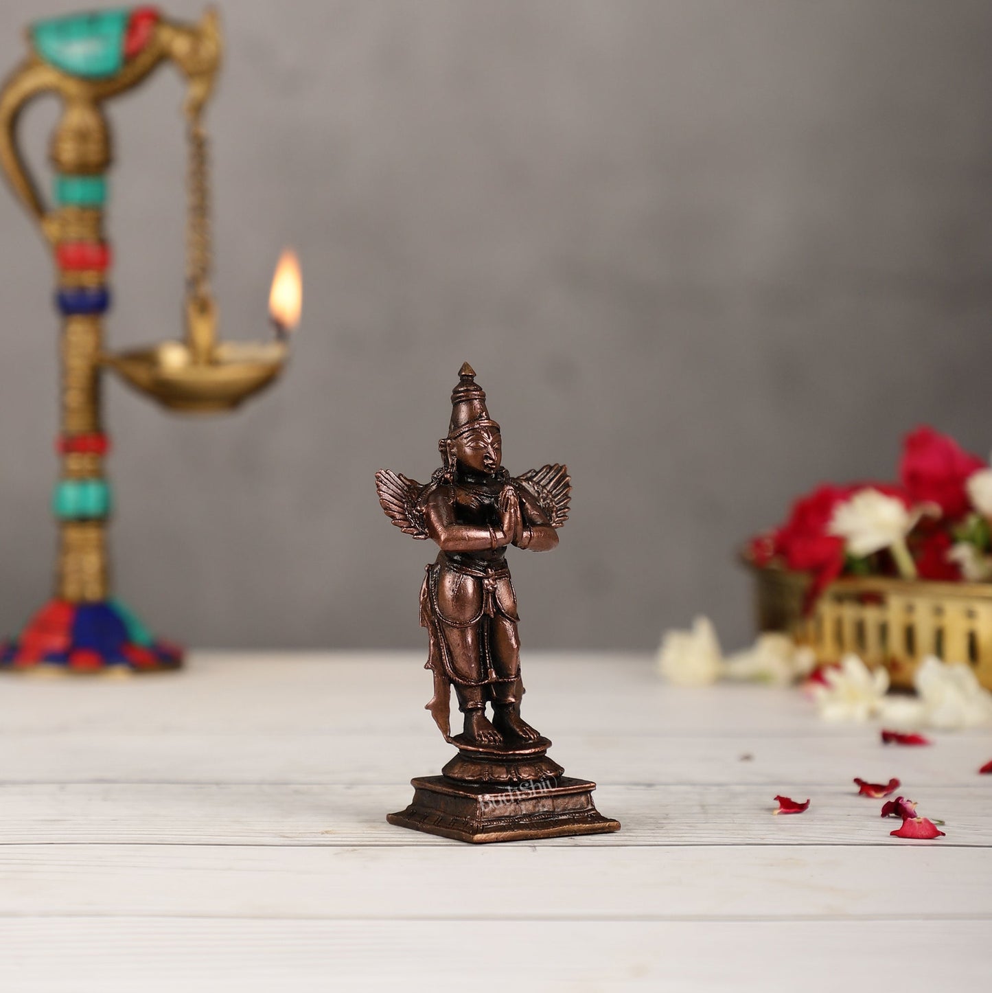 Pure Copper Standing Blessing Garuda Idol | Height 4 inch | BudhShiv Brass Handicrafts - Budhshiv.com