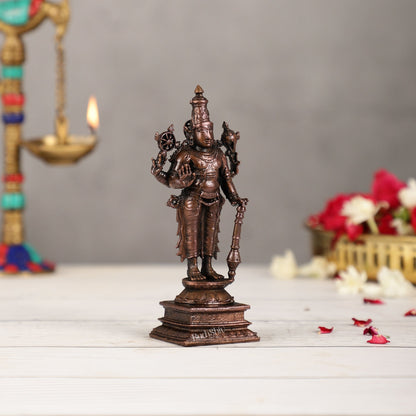 Pure Copper Standing Lord Vishnu Murti Idol - 5.5 inch | BudhShiv Brass Handicrafts - Budhshiv.com