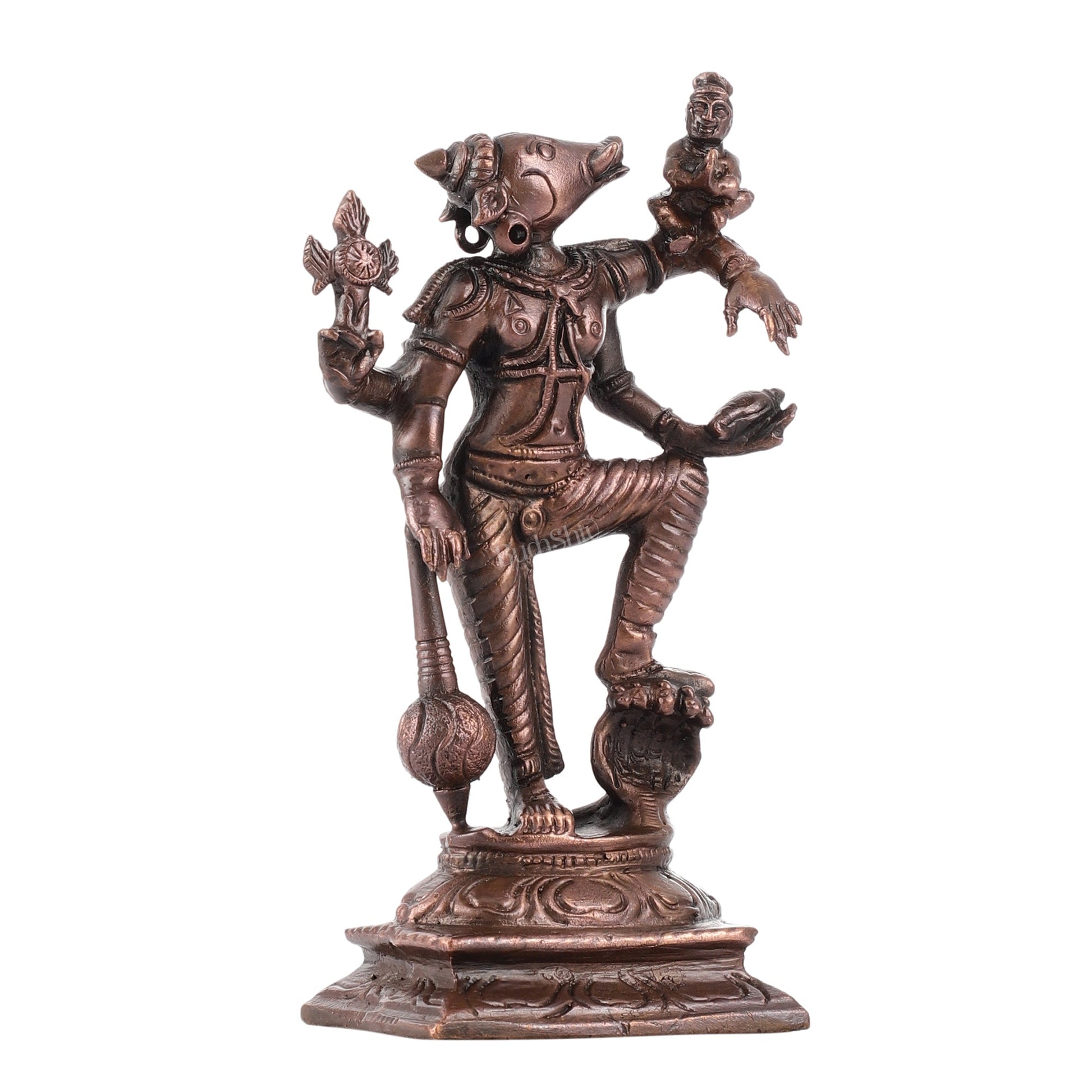 Pure Copper Standing Varaha Lakshmi Bhoomi Devi Idol | Height 5.5 inch | BudhShiv Brass Handicrafts - Budhshiv.com