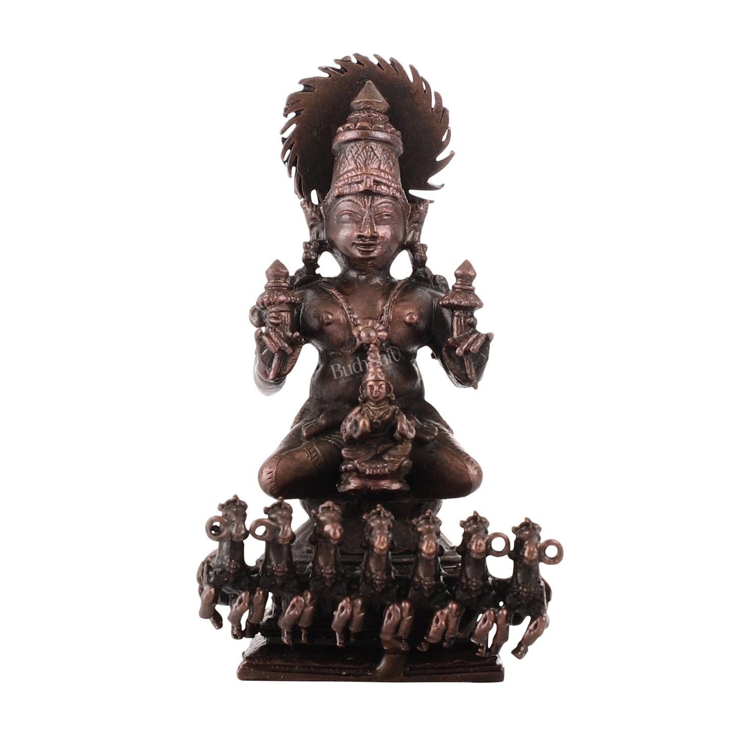 Pure Copper Surya Dev Rath Idol | Height 4 inch | BudhShiv Brass Handicrafts - Budhshiv.com