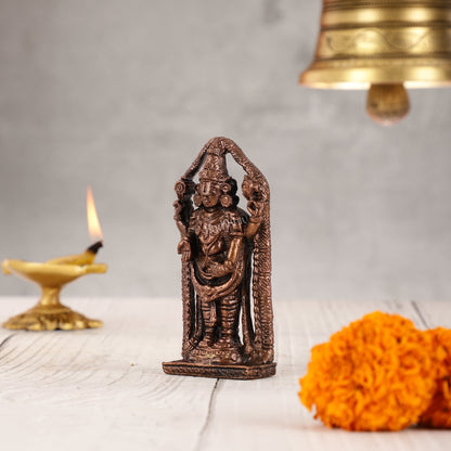 Pure Copper Tirupati Balaji Lord Venkateshwara Swamy Idol - 3.5" - Budhshiv.com