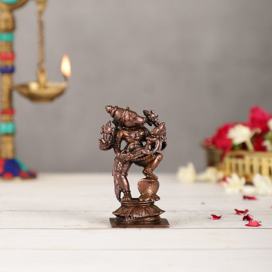 Pure Copper Varaha with Lakshmi Bhoomi Devi Idol | Height 3.5 inch | BudhShiv Brass Handicrafts - Budhshiv.com