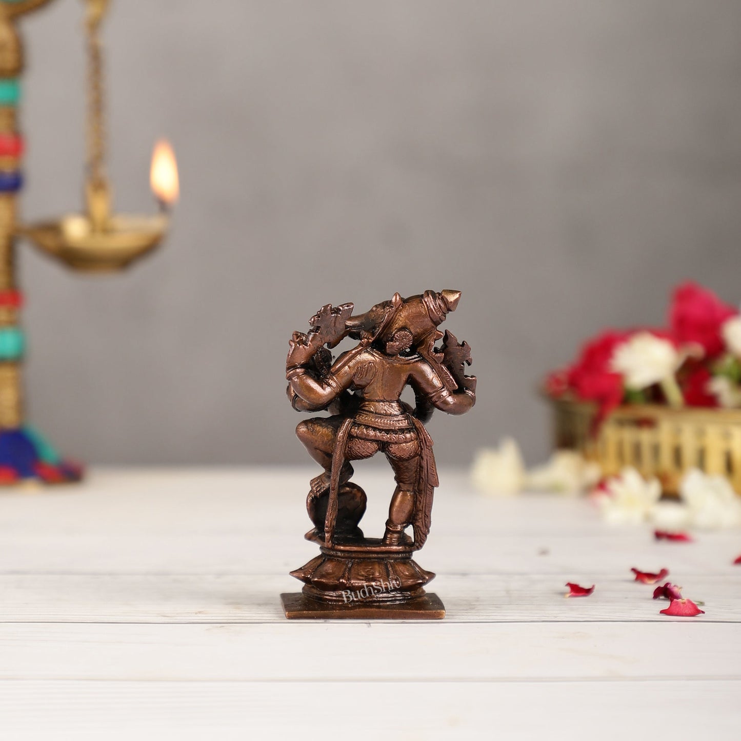 Pure Copper Varaha with Lakshmi Bhoomi Devi Idol | Height 3.5 inch | BudhShiv Brass Handicrafts - Budhshiv.com