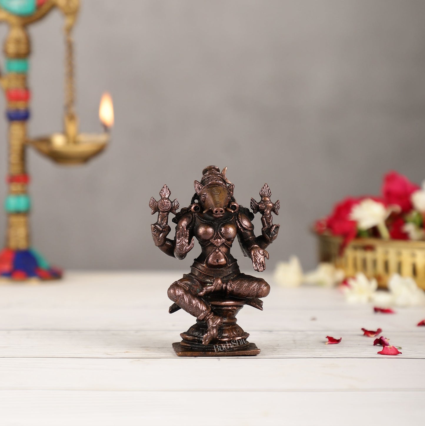 Pure Copper Varahi Amman Idol | Height 3.5 inch | BudhShiv Brass Handicrafts - Budhshiv.com