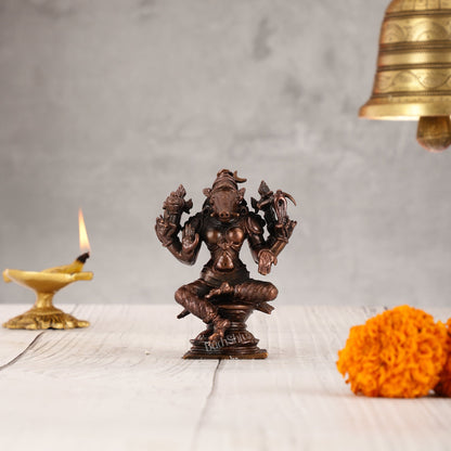 Pure Copper Varahi Amman Idol six arms | Height 3.5 inch | BudhShiv Brass Handicrafts - Budhshiv.com