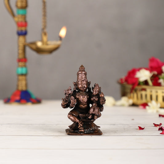 Pure Copper Vishnu Lakshmi Idol | Height 3 inch | BudhShiv Brass Handicrafts - Budhshiv.com