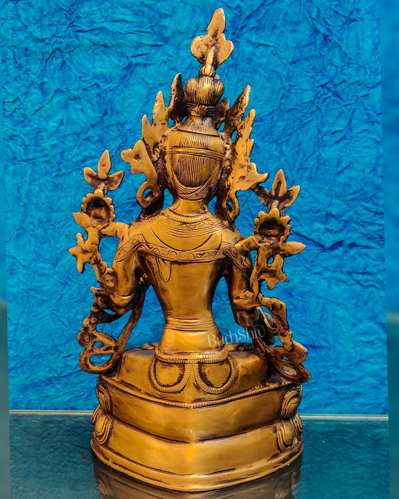 Pure Fine Brass White Tara Statue | 14" x 8" x 5" | - Budhshiv.com