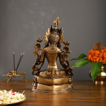 Pure Fine Brass White Tara Statue | 14" x 8" x 5" - Budhshiv.com