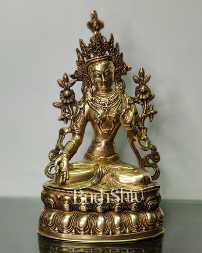 Pure Fine Brass White Tara Statue | Symbol of Purity | 14" x 8" x 5" - Budhshiv.com