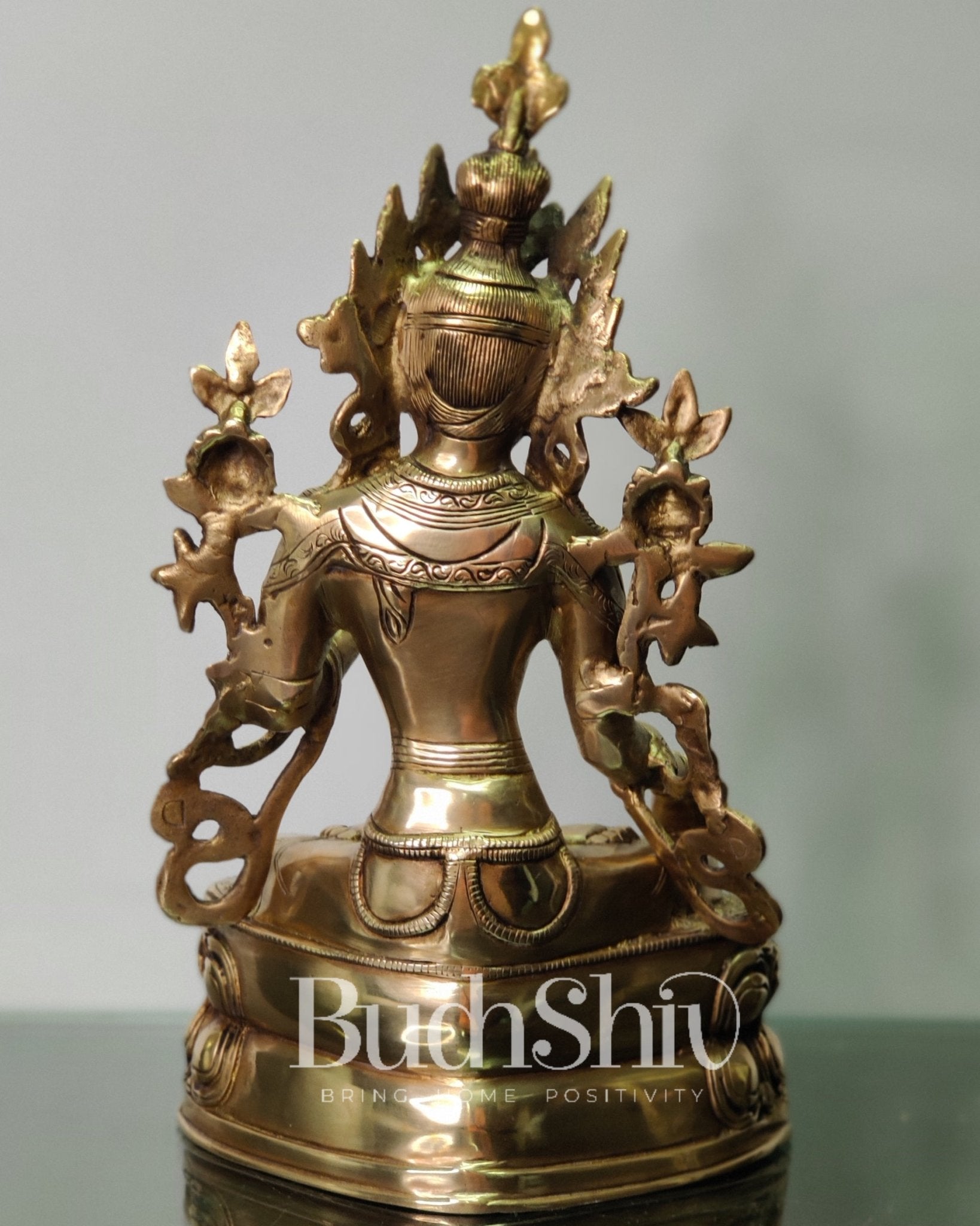 Pure Fine Brass White Tara Statue | Symbol of Purity | 14" x 8" x 5" - Budhshiv.com