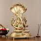 Pure panchaloha Bronze Lord Ganesha with Shiva and Parvati Idol - 18.5" - Budhshiv.com