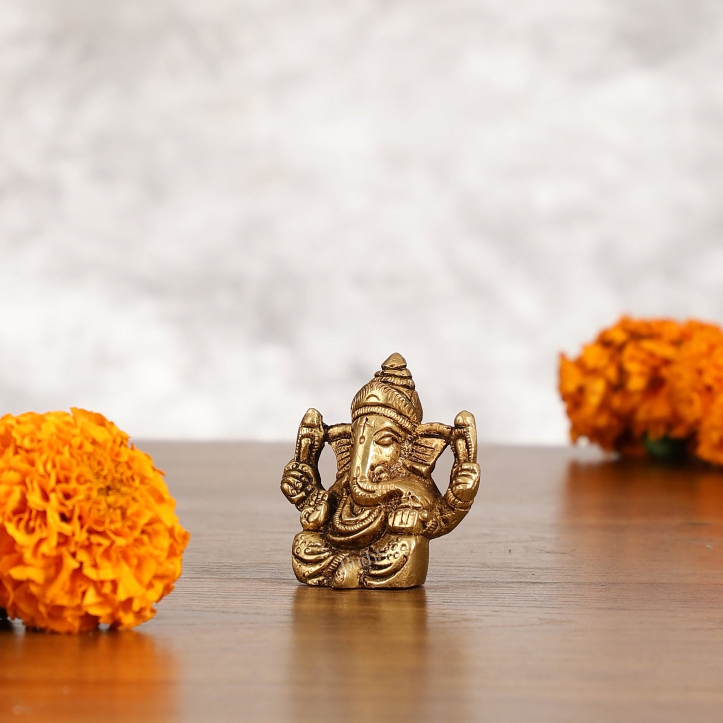 Pure Superfine Brass Lord Ganesha Idol - 2-inch - Budhshiv.com