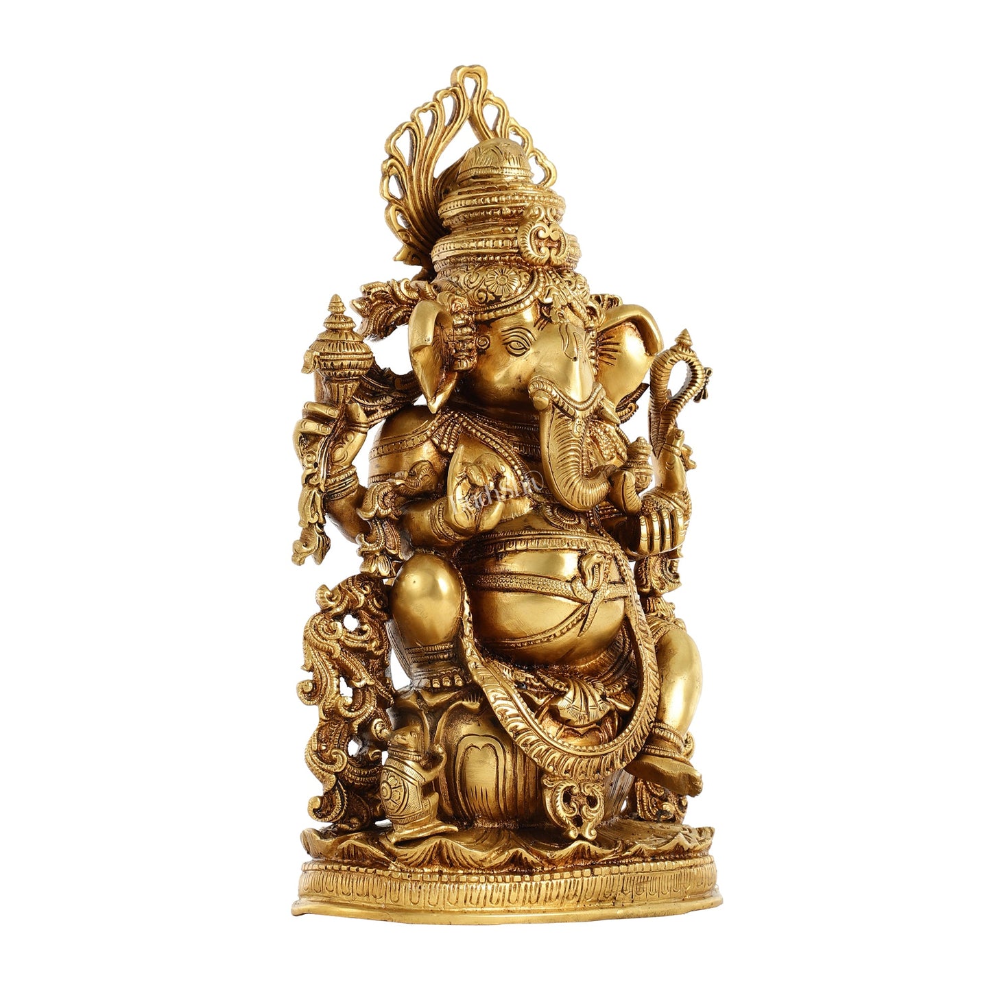 Pure Superfine Brass Lord Ganesha Unique Statue 14 inch - Budhshiv.com