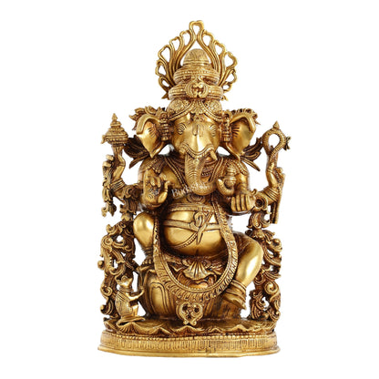 Pure Superfine Brass Lord Ganesha Unique Statue 14 inch - Budhshiv.com