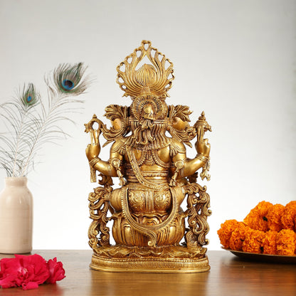 Pure Superfine Brass Lord Ganesha Unique Statue 14 inch - Budhshiv.com